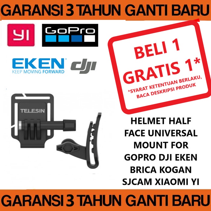 MUST HAVE HELM HELMET CAP HALF FACE CLIP UNIVERSAL MOUNT GOPRO XIAOMI YI BRICA TERBARU