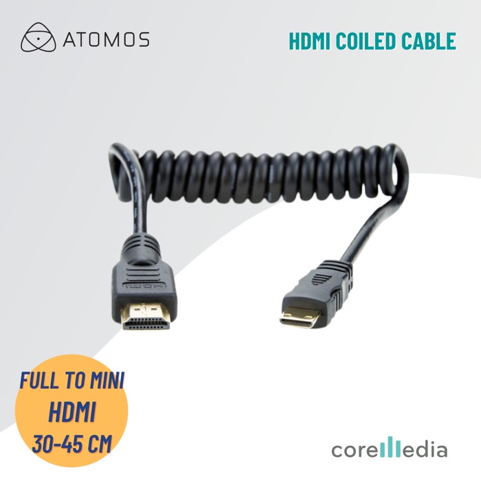 HOT SALE ATOMOS FULL HDMI TO MINI HDMI COILED CABLE (30CM - 45CM) TERBARU