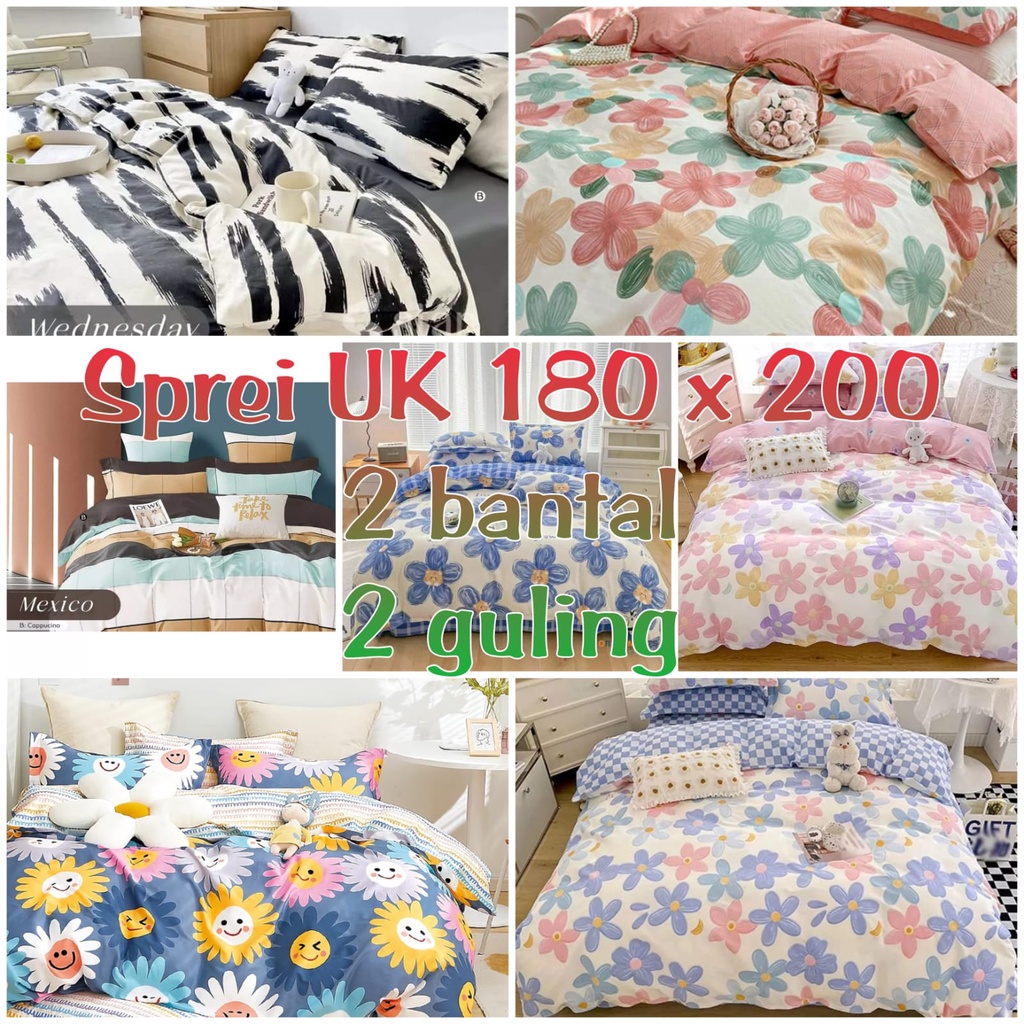 sprei motif aesthetic 2 sarban 2 sargul uk 180 x 200 / sprei uk king fullset