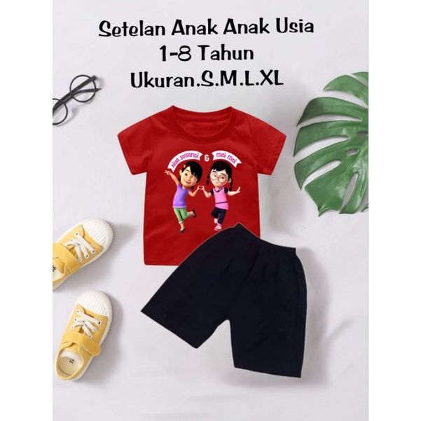 Setelan Kaos Anak Perempuan Mei-Mei Dan susanti Uk.S.M.L.XL