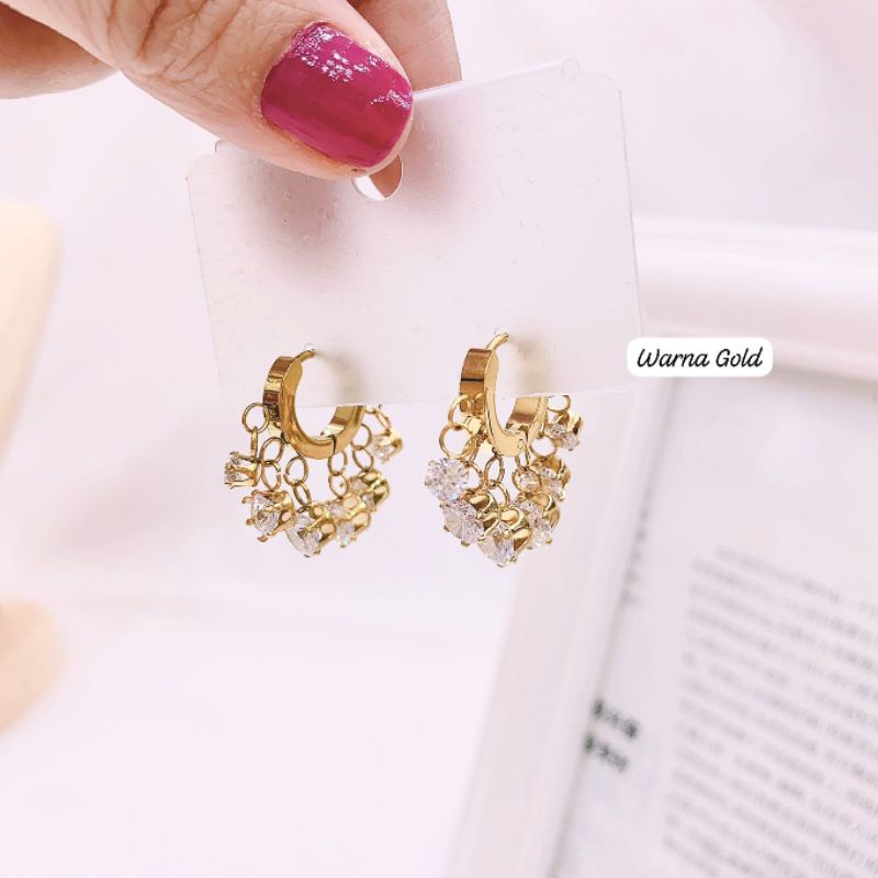 Anting Titanium asli Premium Quality Anti Karat Anti Alergi Anting Stainless steel Ori At450