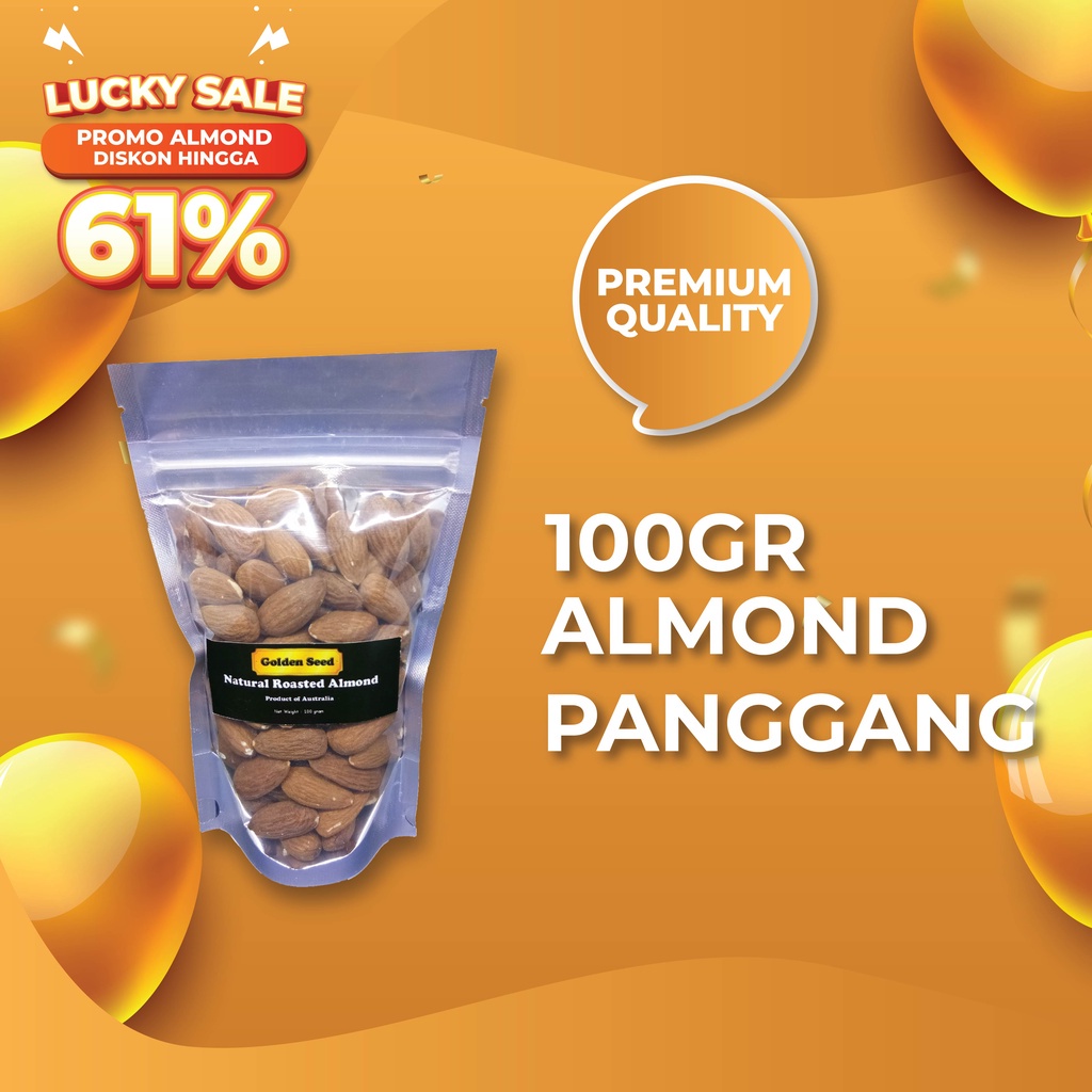 

KACANG ALMOND PANGGANG 100 GRAM PREMIUM - ROASTED ALMOND 100 GR