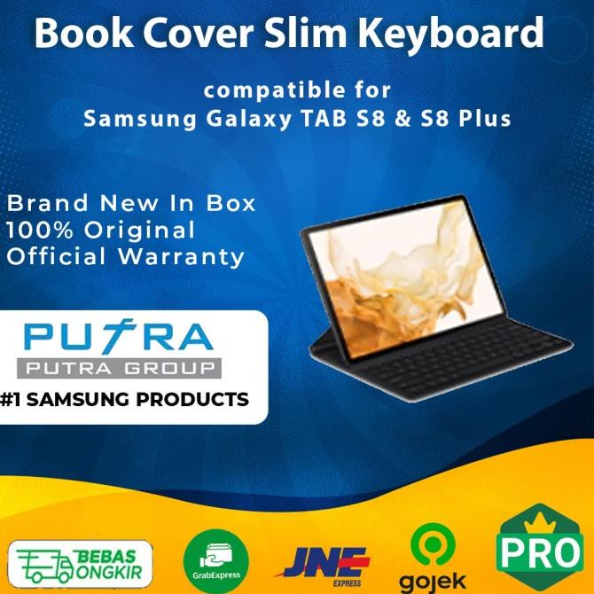 (RESMI) Book Cover Slim Keyboard Samsung Galaxy Tab S8 Plus & Tab S8