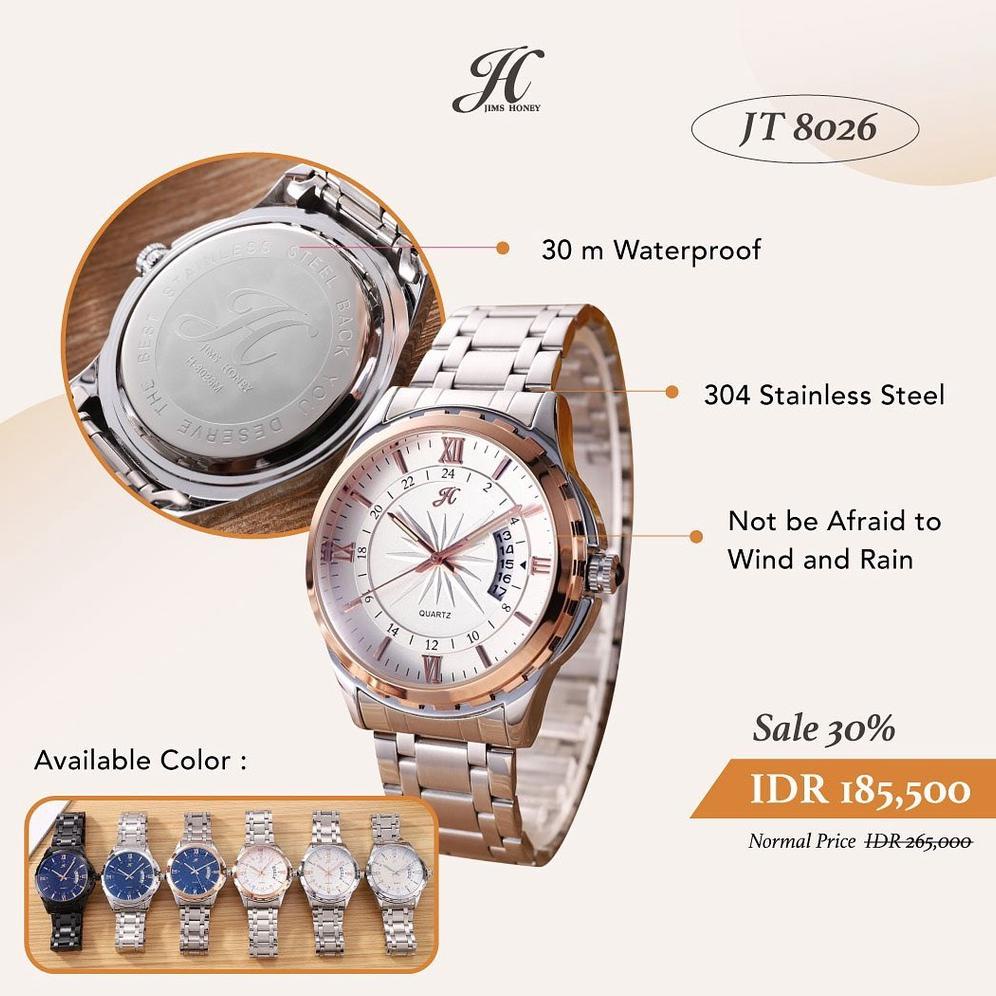 Terbaru Free Box Jims Honey 8026 Jam Tangan Pria Wateroff