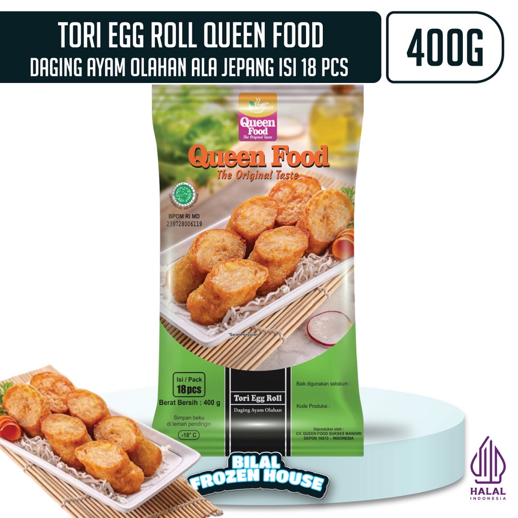 

Queen Food Tori Egg Roll 400gr Isi 18pcs