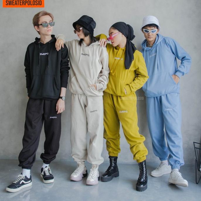 SWEPO Satu Set Hoodie Jumper + Jogger SWEPO Size M- XXL (Pria &Wanita)