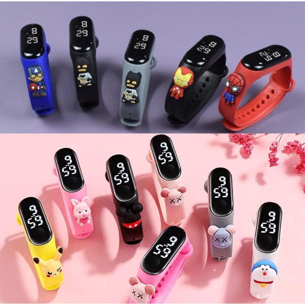 Limited [Grosir]Jam Tangan Anak Digital Ip67 Anti Air Motif Kartun Led Anak Laki-Laki Perempuan Gela