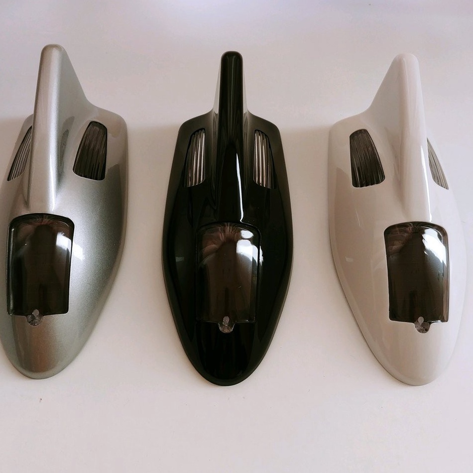 ➛ shark fin antena antenna mobil sirip hiu solar cell matahari led lampu putih silver hitam abu ✸ ❇