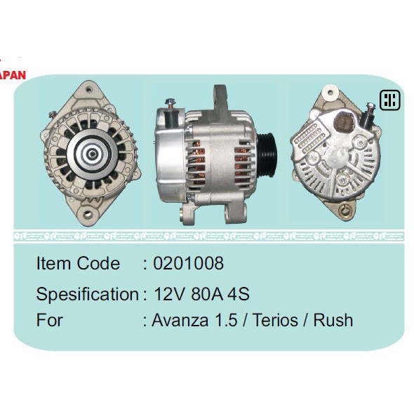 Dinamo Alternator GP Toyota Avanza / Terrios / Rush