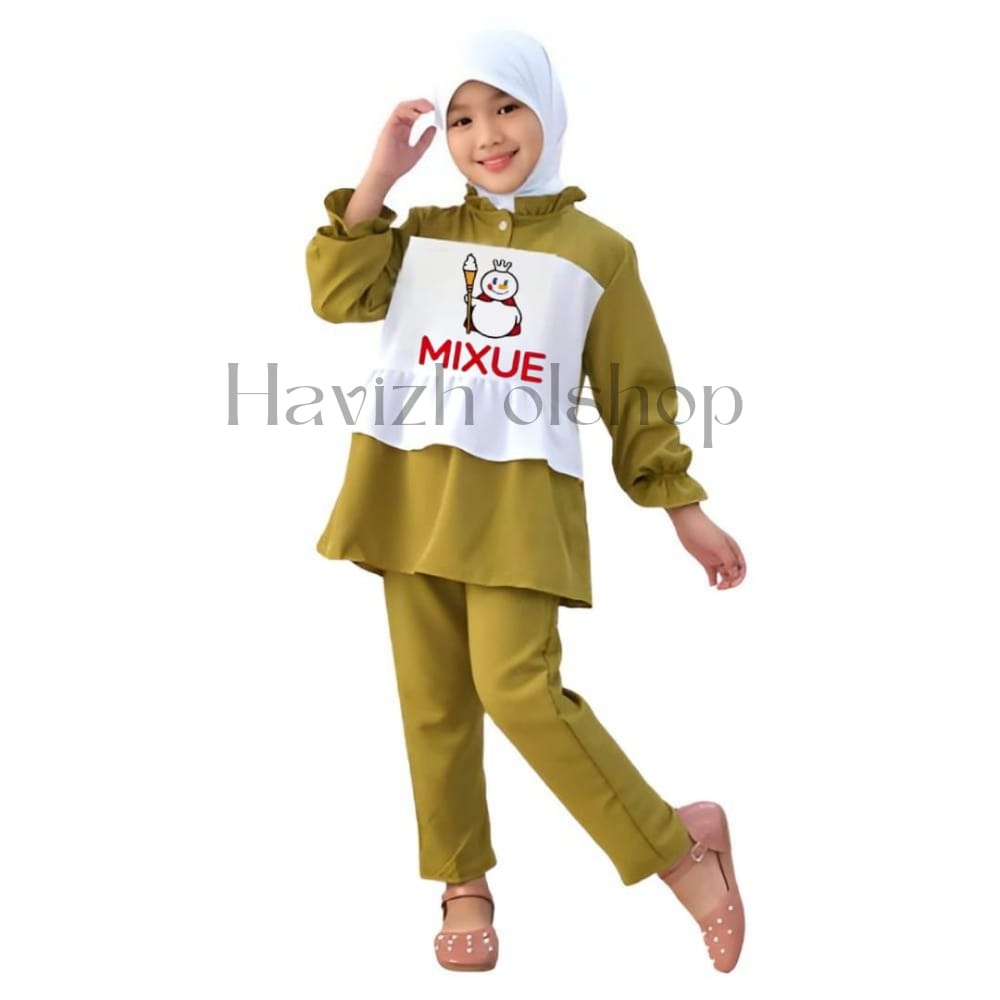 Setelan Tunik Anak Perempuan Motif Mixue 1-12 Tahun // Pakaian Anak Terbaru