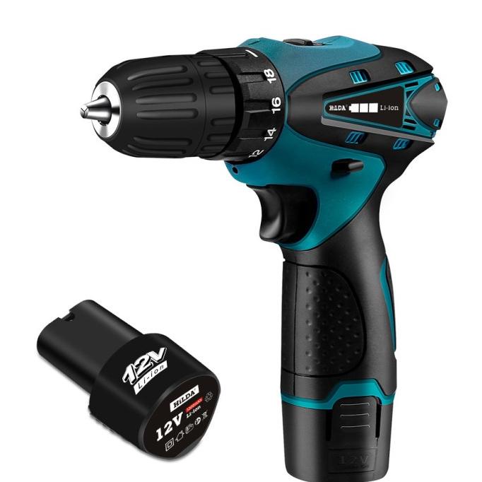 Hilda 12V Bor Listrik Baterai Lithium Bor Tangan Driver Cordless