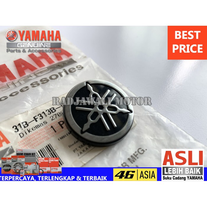 EMBLEM LOGO YAMAHA SILVER TAMENG DASI XEON GT ASLI ORIGINAL YAMAHA 31B-F313B-00 ORIGINAL YAMAHA