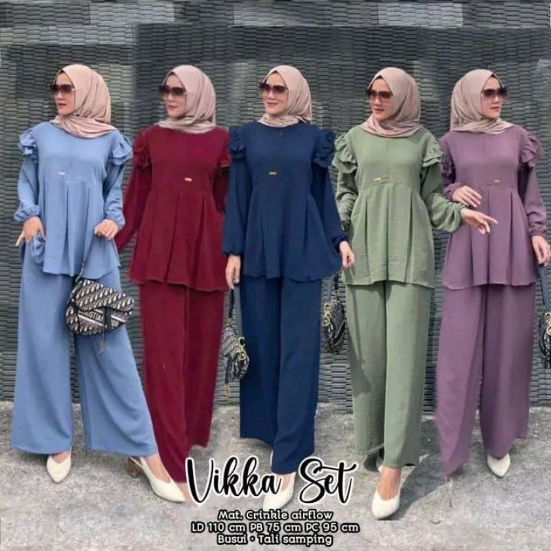 ONESET VIKA//SETELAN KERAH VIKA BEST SELLER//ATASAN KRINGKEL CRINCLE