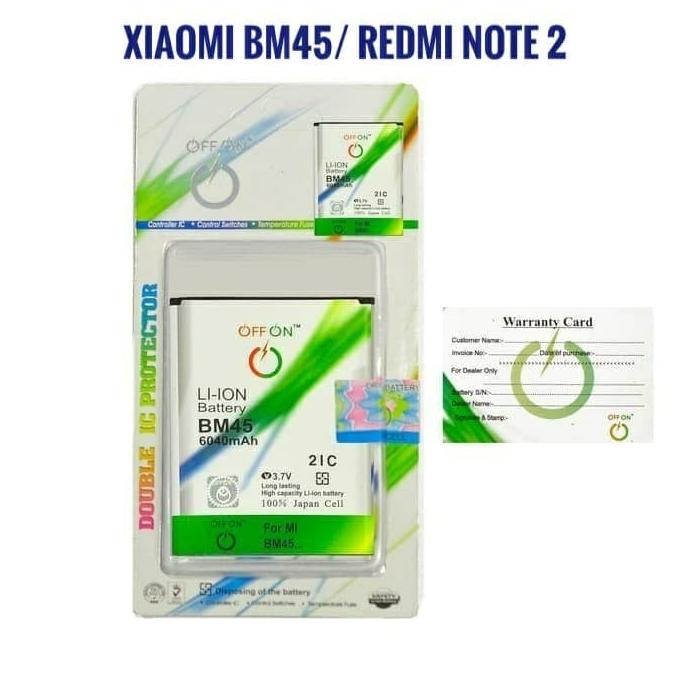 Baterai Batre Double Power OFFON Xiaomi BM45 Redmi Note 2 Battery