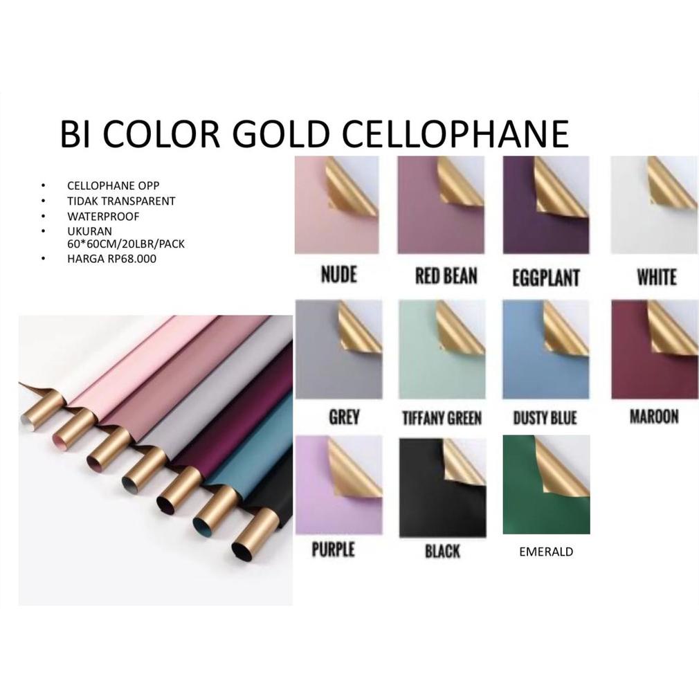 

Sale 7.7 Bi color gold cellophane/kertas bunga/wrapping paper