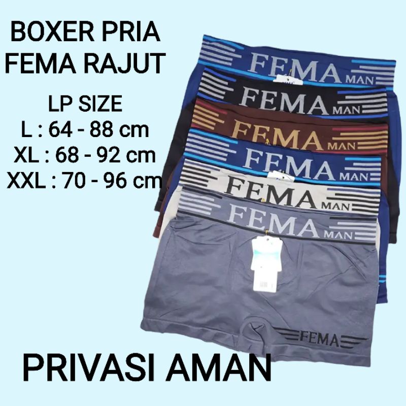 Celana dalam PRIA BOXER FEMA RAJUT SPORT size L XL XXL super melar
