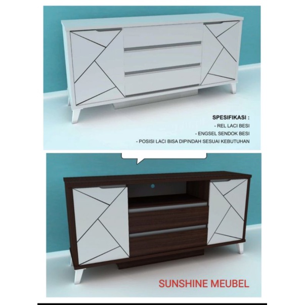 BUFFET TV PUTIH MINIMALIS/RAK TV BESAR 150 MINIMALIS