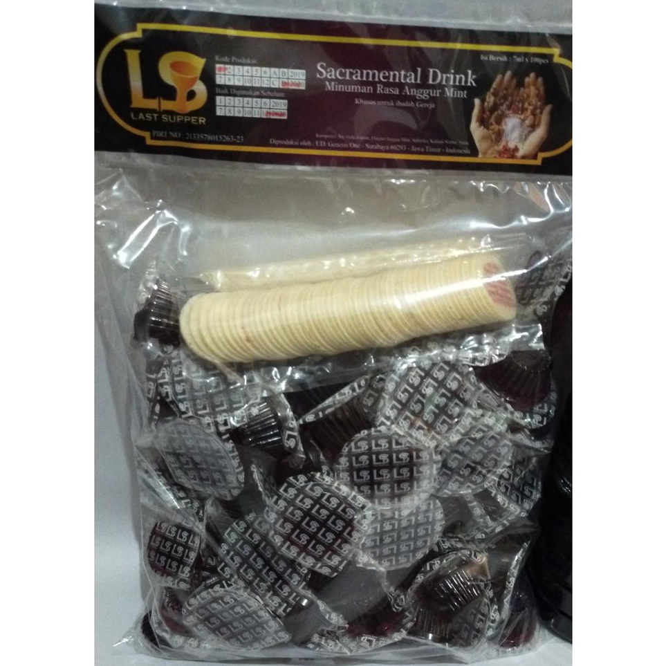 

>D2289) ⭐⭐⭐⭐⭐ Anggur Perjamuan Cup + Hosti Ayat LS (isi 100pcs) non alkohol