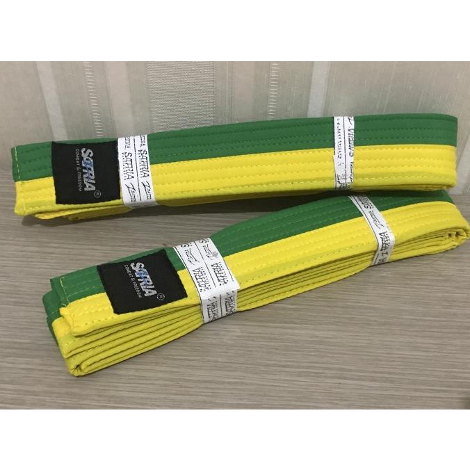 Sabuk Taekwondo Kuning Strip Hijau