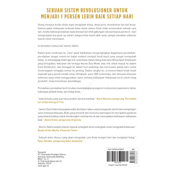 MUST HAVE BUKU ATOMIC HABITS ORIGINAL BAHASA INDONESIA TERBARU