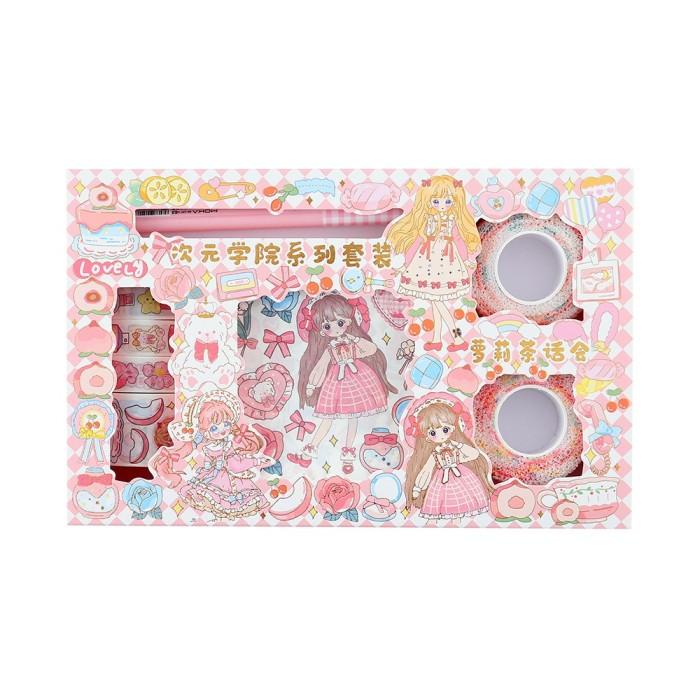 

Stiker Set Box Karakter Lucu + Roll Stiker Cute + Pulpen Cutter / Stik