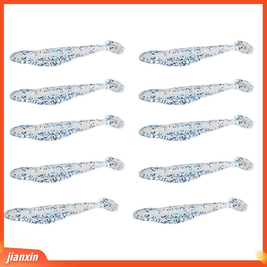 [Jianxin] 10pcs 9.5cm Umpan Pancing Realistis 3D Mata Reflektif Payet T Ekor Swimbait Buatan Umpan Lembut Memancing Luar Ruangan