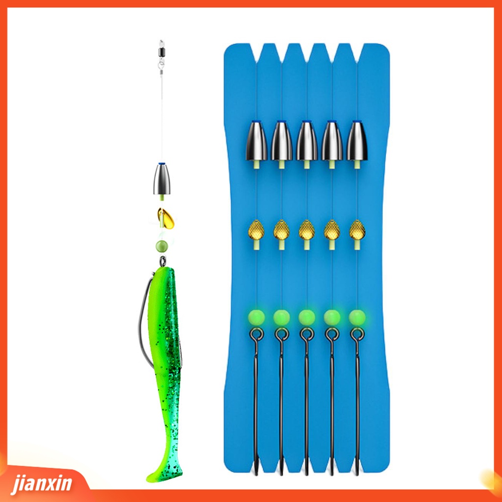 [Jianxin] 1 Set Fishhook Set Tajam Ujung Kait Mudah Tembus Anti-Melarikan Diri Angling Baja Tungsten Memimpin Umpan Lembut Memikat Garis Set Perlengkapan Memancing