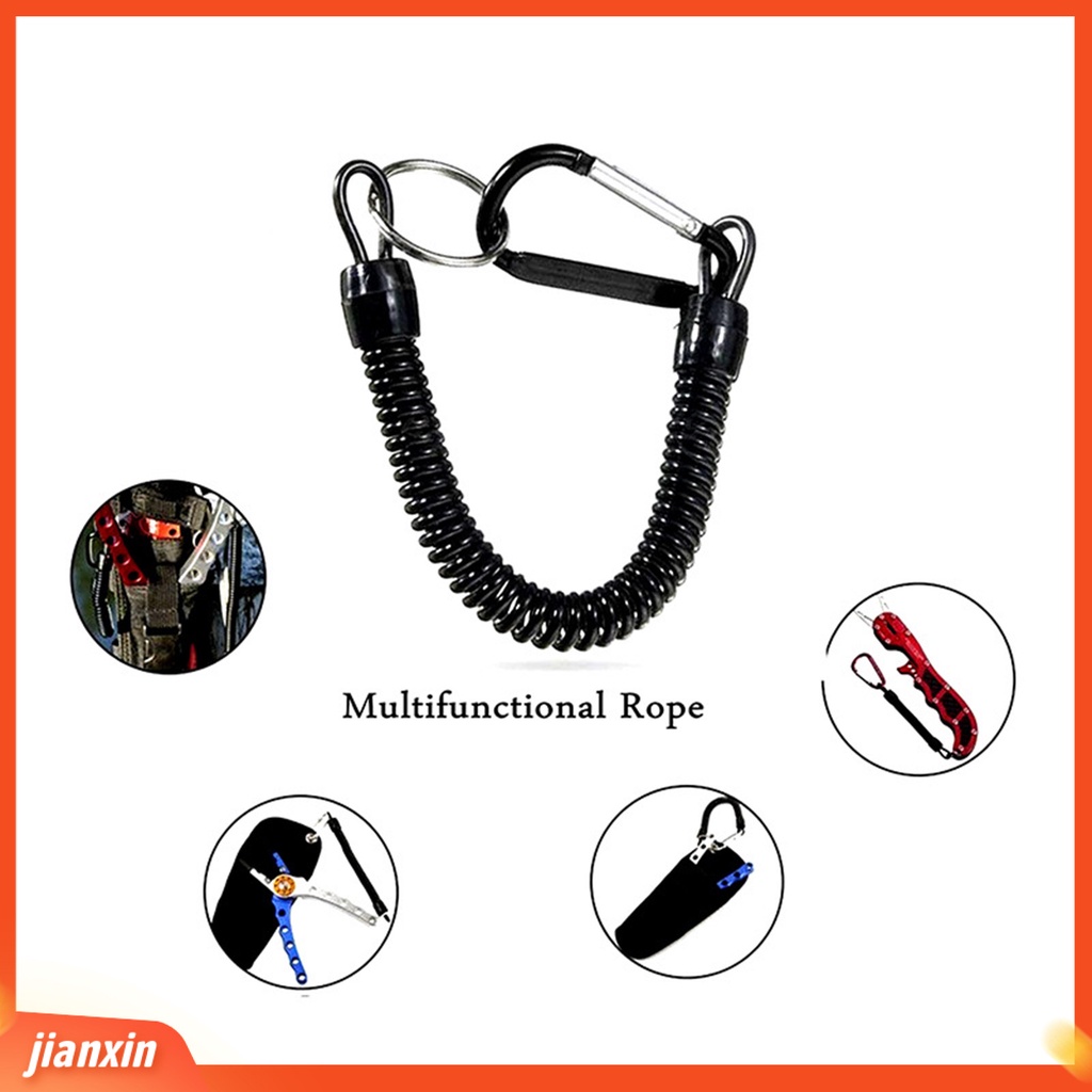 [Jianxin] anti Hilang Tali Ditarik Elastis Dengan Keyring Carabiner Multifungsi Anti-Pencurian TPU Digulung Musim Semi Memancing Anti-lost Safety Lanyard Perlengkapan Luar Ruangan