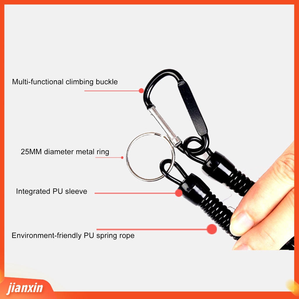 [Jianxin] anti Hilang Tali Ditarik Elastis Dengan Keyring Carabiner Multifungsi Anti-Pencurian TPU Digulung Musim Semi Memancing Anti-lost Safety Lanyard Perlengkapan Luar Ruangan