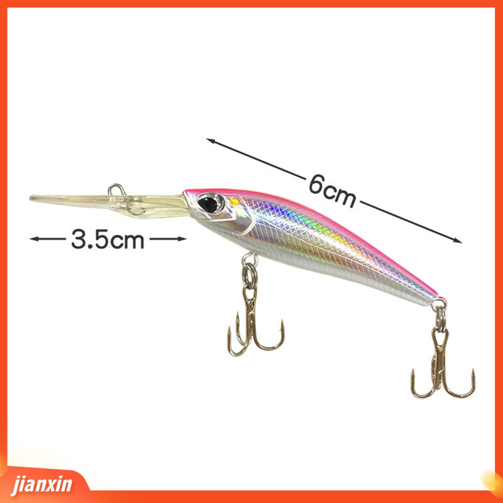 [Jianxin] 6cm/6.2g Umpan Keras 3D Mata Ikan Dengan Kait Tajam Lidah Panjang Tampilan Realistis Tahan Korosi Meningkatkan Tingkat Memancing ABS Air Tawar Air Asin Hard Lure Fishing Tackle