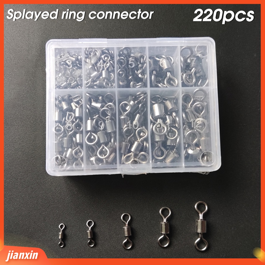 [Jianxin] 220 Pcs Kili-Kili Swivel Konektor Umpan Pancing Bentuk Angka 8