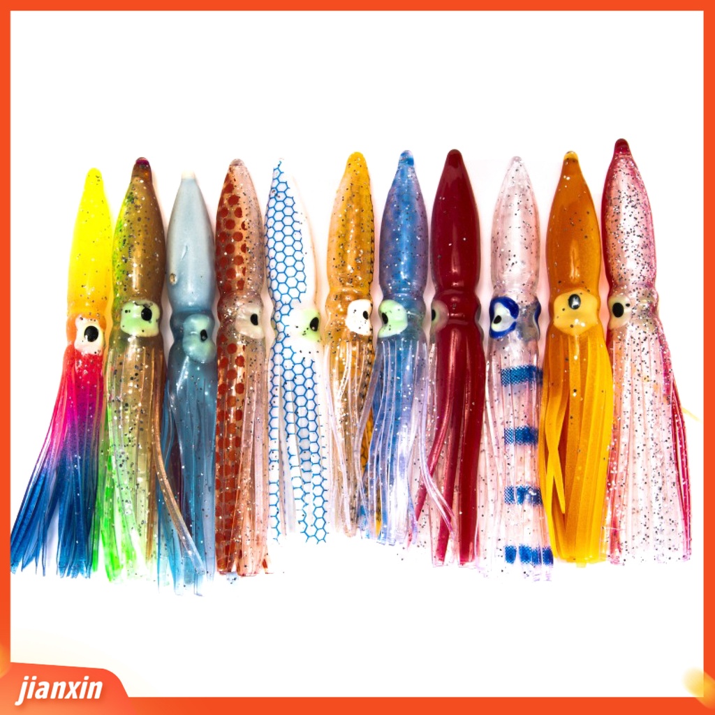 [Jianxin] 10 Pcs Umpan Pancing Soft Bait Bentuk Cumi-Cumi Warna-Warni Ukuran 8cm