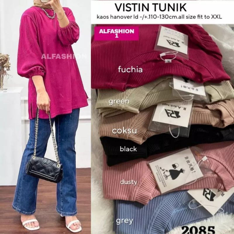 Vistine Tunik wanita tunik muslim tunik jumbo tunik kaos hanover tunik import