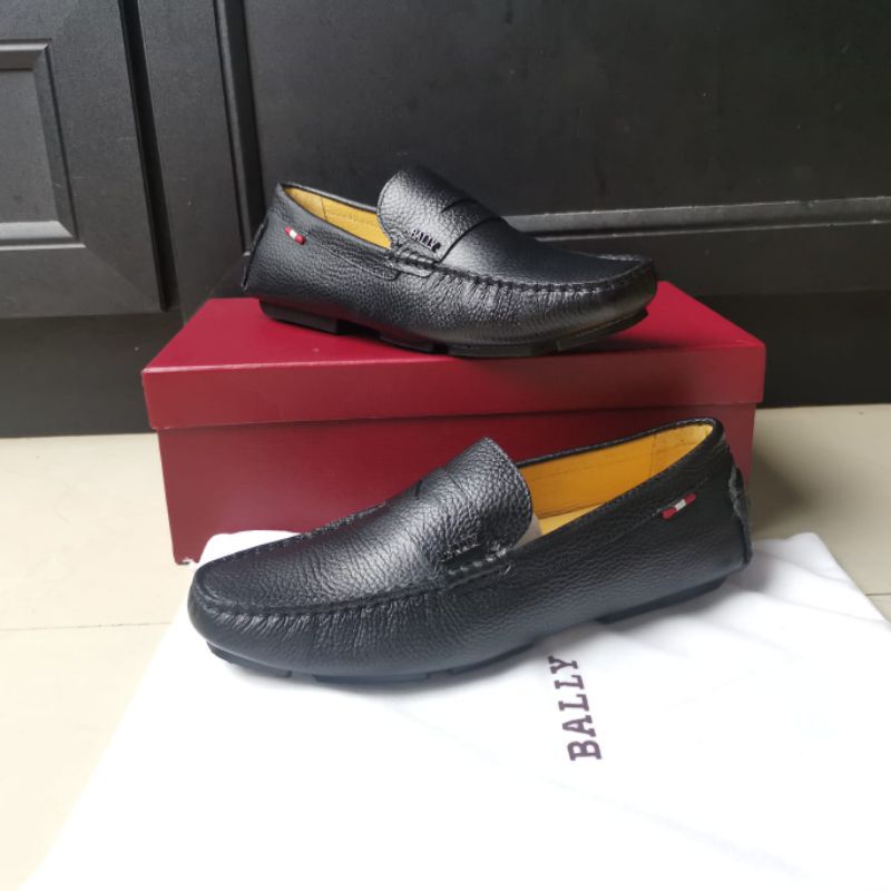 sepatu loafer bally pria sepatu slip on cowok kulit men shoes tanpa tali  mewah