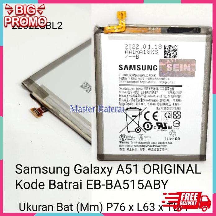 Acc Hp Baterai Samsung Galaxy A51 2020 Sm A515 A515F Original