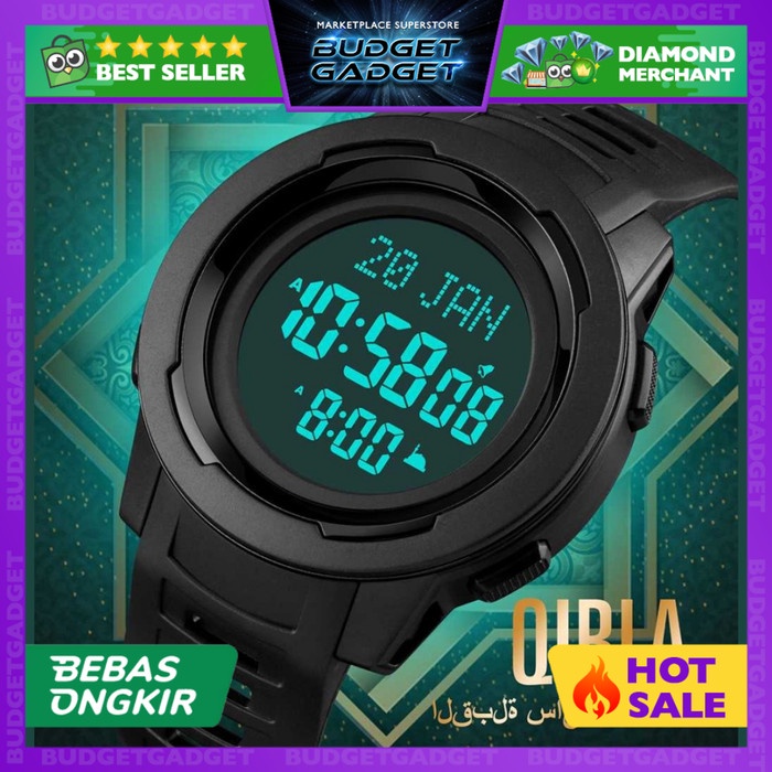 Skmei 1729 Jam Tangan Dital Kiblat Pria Muslim Qibla