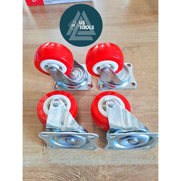 [1 SET 4PCS] Roda Gepeng Merah Hidup 2&quot; 50mm / Roda Casters Hidup