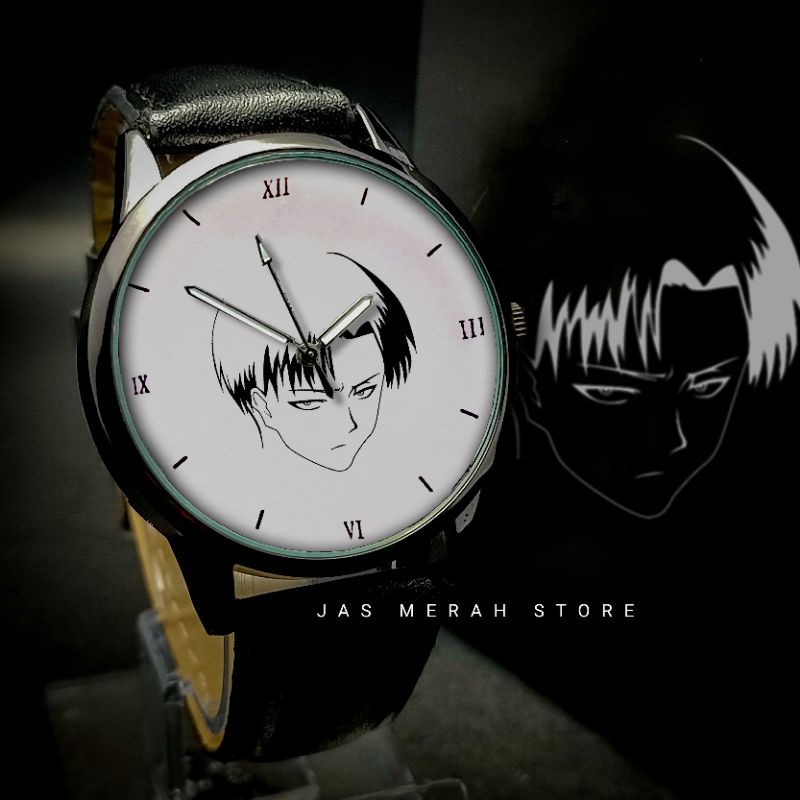 Jam Tangan Levi Ackerman Siluet Premium Include Box Attack on Titan