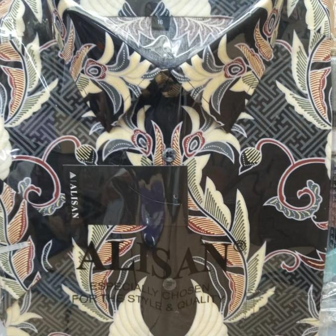 New Kemeja Batik Alisan Printing Lengan Pendek Size 16 Motif A Discount