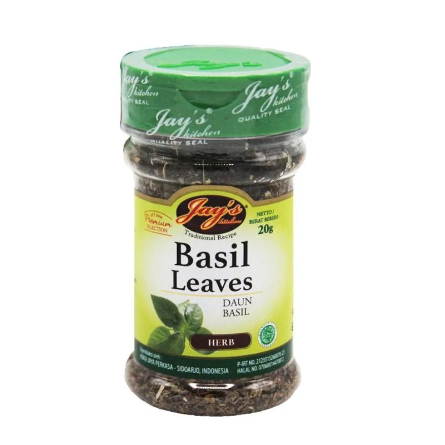 

JAY'S KITCHEN HERBS BASIL LEAVES 20 GR JAYS FLAKES BUBUK JAY DAUN DRY KERING POWDER