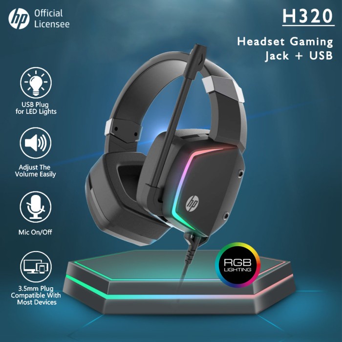 Headset Gaming/ Gaming Headphone HP H320 - USB+Jack RGB Gaming Headset