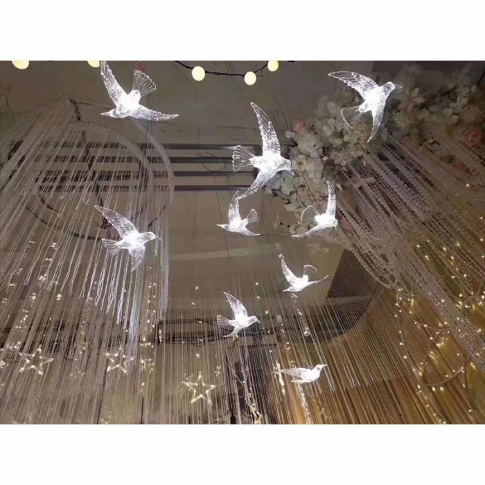Lampu Hias Burung Dekorasi Wedding- Lampu Hias Gantung Burung Akrilik