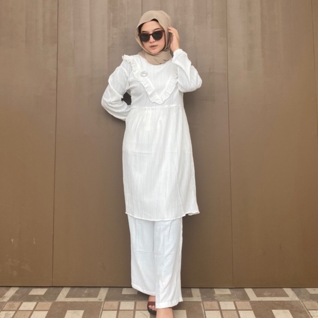 RAABIHA Alana Tunik Ruffle l Tunik Kekinian l Blouse Tunik Ruffle