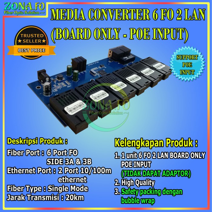 Media Converter 6 Port FO 2 Port LAN POE 10/100 Converter 6 FO 2 LAN