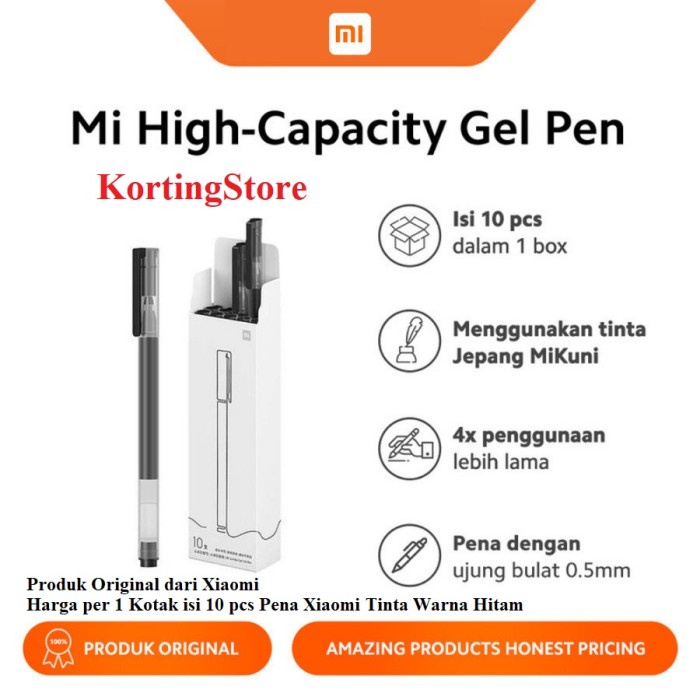 

Terlaris Xiaomi Original Mi High Capacity Gel Pen Pulpen Pena 1 Pack Isi 10 Pcs