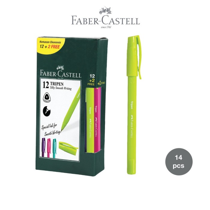 

Terlaris Faber-Castell Ballpen Pen Tripen 0.7Mm Mixbarrel 1 Box 12 Free 2 Pcs