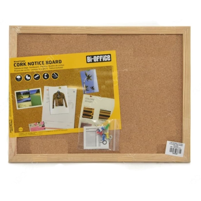 

Terlaris Papan Mading Kayu Bi Office Cork Notice Board Wood Frame 60X45