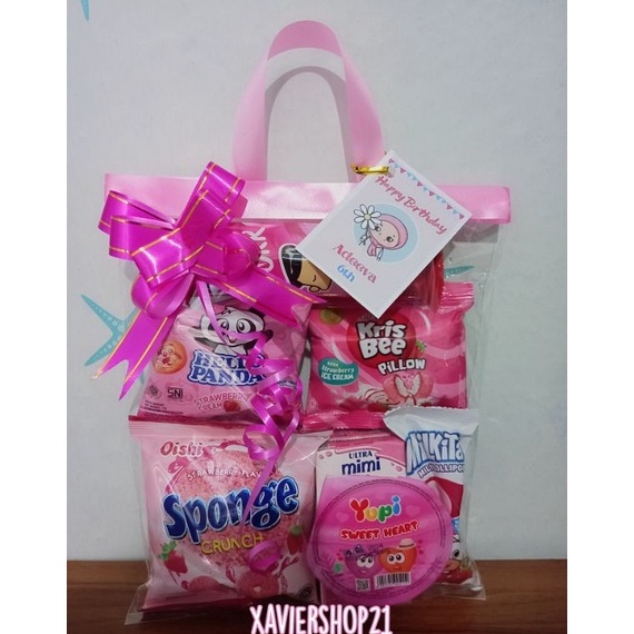 

7.7 sale PAKET SNACK ULTAH TEMA PINK (FREE CARD)