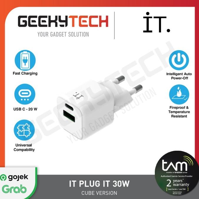 It Plug It 30 Cube Wall Charger Usb C 30W Fast Charging Kepala Adaptor