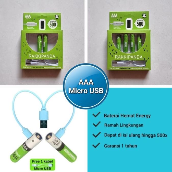 Limited Isi Ulang Aaa (Rechargeable) Rakkipanda Micro Usb 450Mah